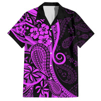 Polynesia Paisley Family Matching Off Shoulder Short Dress and Hawaiian Shirt Polynesian With Tropical Flowers - Purple LT14 Dad's Shirt - Short Sleeve Purple - Polynesian Pride