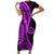 Polynesia Paisley Family Matching Short Sleeve Bodycon Dress and Hawaiian Shirt Polynesian With Tropical Flowers - Purple LT14 Mom's Dress Purple - Polynesian Pride