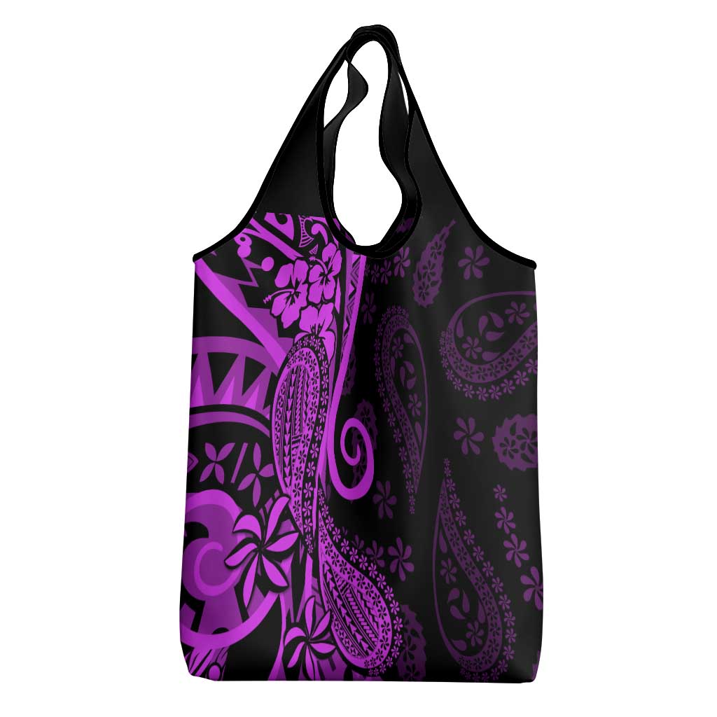 Polynesia Paisley Grocery Bag Polynesian With Tropical Flowers - Purple LT14 - Polynesian Pride