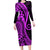 Polynesia Paisley Long Sleeve Bodycon Dress Polynesian With Tropical Flowers - Purple LT14 Long Dress Purple - Polynesian Pride