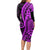 Polynesia Paisley Long Sleeve Bodycon Dress Polynesian With Tropical Flowers - Purple LT14 - Polynesian Pride