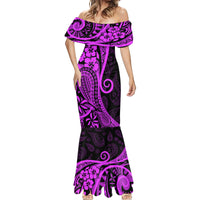 Polynesia Paisley Mermaid Dress Polynesian With Tropical Flowers - Purple LT14 - Polynesian Pride
