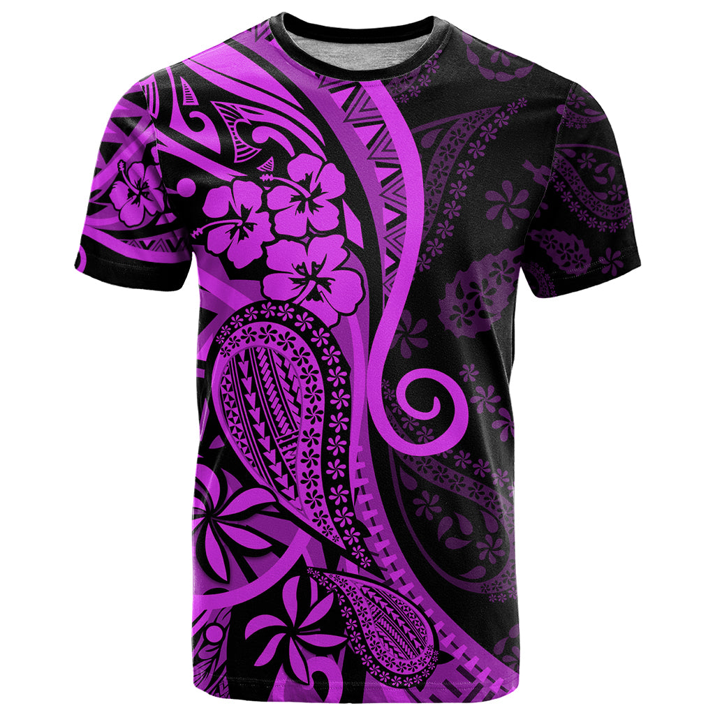 Polynesia Paisley T Shirt Polynesian With Tropical Flowers - Purple LT14 Purple - Polynesian Pride
