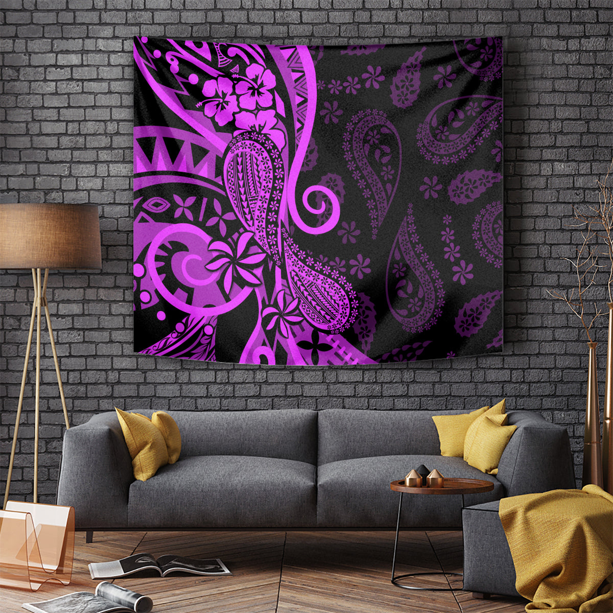 Polynesia Paisley Tapestry Polynesian With Tropical Flowers - Purple LT14 Purple - Polynesian Pride