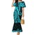 Polynesia Paisley Family Matching Mermaid Dress and Hawaiian Shirt Polynesian With Tropical Flowers - Turquoise LT14 Mom's Dress Turquoise - Polynesian Pride