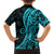 Polynesia Paisley Family Matching Off Shoulder Long Sleeve Dress and Hawaiian Shirt Polynesian With Tropical Flowers - Turquoise LT14 - Polynesian Pride