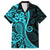 Polynesia Paisley Family Matching Off Shoulder Long Sleeve Dress and Hawaiian Shirt Polynesian With Tropical Flowers - Turquoise LT14 Dad's Shirt - Short Sleeve Turquoise - Polynesian Pride