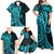Polynesia Paisley Family Matching Off Shoulder Maxi Dress and Hawaiian Shirt Polynesian With Tropical Flowers - Turquoise LT14 - Polynesian Pride