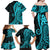 Polynesia Paisley Family Matching Off Shoulder Maxi Dress and Hawaiian Shirt Polynesian With Tropical Flowers - Turquoise LT14 - Polynesian Pride