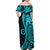 Polynesia Paisley Family Matching Off Shoulder Maxi Dress and Hawaiian Shirt Polynesian With Tropical Flowers - Turquoise LT14 - Polynesian Pride
