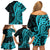 Polynesia Paisley Family Matching Off Shoulder Short Dress and Hawaiian Shirt Polynesian With Tropical Flowers - Turquoise LT14 - Polynesian Pride