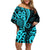 Polynesia Paisley Family Matching Off Shoulder Short Dress and Hawaiian Shirt Polynesian With Tropical Flowers - Turquoise LT14 Mom's Dress Turquoise - Polynesian Pride