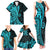 Polynesia Paisley Family Matching Tank Maxi Dress and Hawaiian Shirt Polynesian With Tropical Flowers - Turquoise LT14 - Polynesian Pride