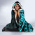 Polynesia Paisley Hooded Blanket Polynesian With Tropical Flowers - Turquoise LT14 - Polynesian Pride