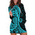 Polynesia Paisley Hoodie Dress Polynesian With Tropical Flowers - Turquoise LT14 Turquoise - Polynesian Pride