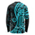 Polynesia Paisley Long Sleeve Shirt Polynesian With Tropical Flowers - Turquoise LT14 - Polynesian Pride