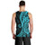 Polynesia Paisley Men Tank Top Polynesian With Tropical Flowers - Turquoise LT14 - Polynesian Pride