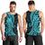 Polynesia Paisley Men Tank Top Polynesian With Tropical Flowers - Turquoise LT14 - Polynesian Pride