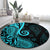 Polynesia Paisley Round Carpet Polynesian With Tropical Flowers - Turquoise LT14 - Polynesian Pride