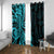 Polynesia Paisley Window Curtain Polynesian With Tropical Flowers - Turquoise LT14 With Grommets Turquoise - Polynesian Pride