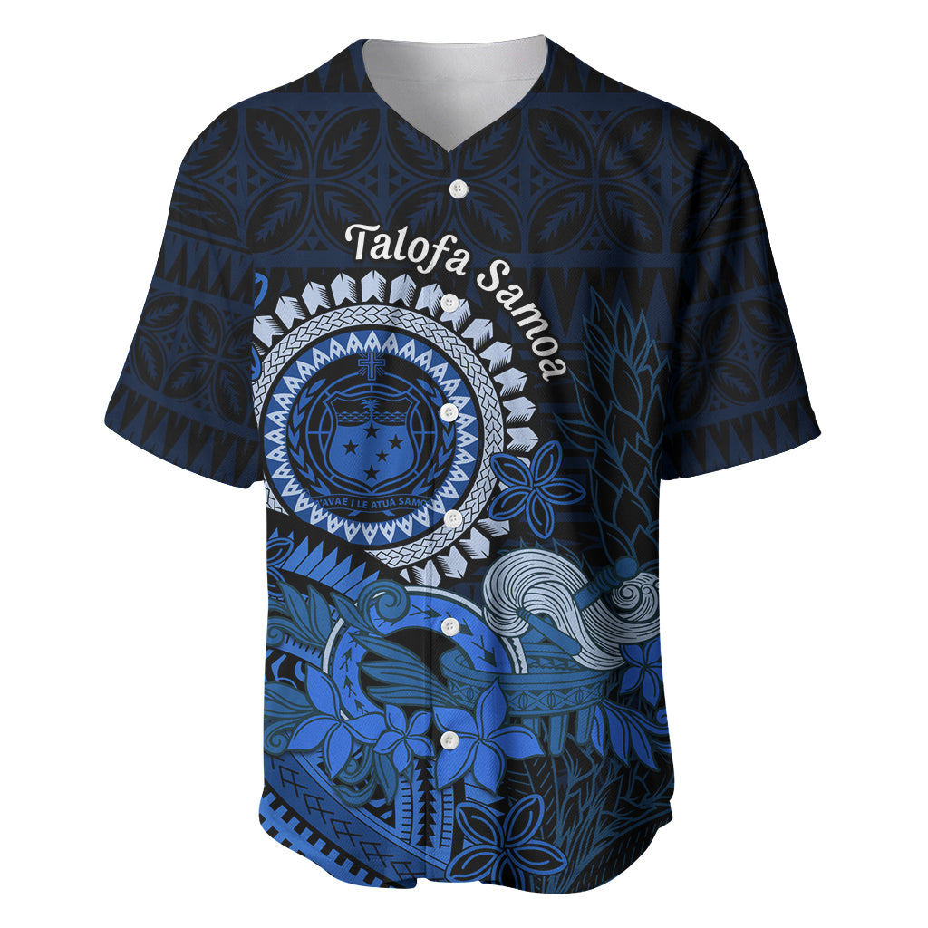 Talofa Samoa Baseball Jersey Samoan Kava Bowl Siapo Pattern - Blue LT14 Blue - Polynesian Pride