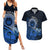 Talofa Samoa Couples Matching Summer Maxi Dress and Hawaiian Shirt Samoan Kava Bowl Siapo Pattern - Blue LT14 Blue - Polynesian Pride