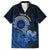 Talofa Samoa Family Matching Off Shoulder Short Dress and Hawaiian Shirt Samoan Kava Bowl Siapo Pattern - Blue LT14 Dad's Shirt - Short Sleeve Blue - Polynesian Pride