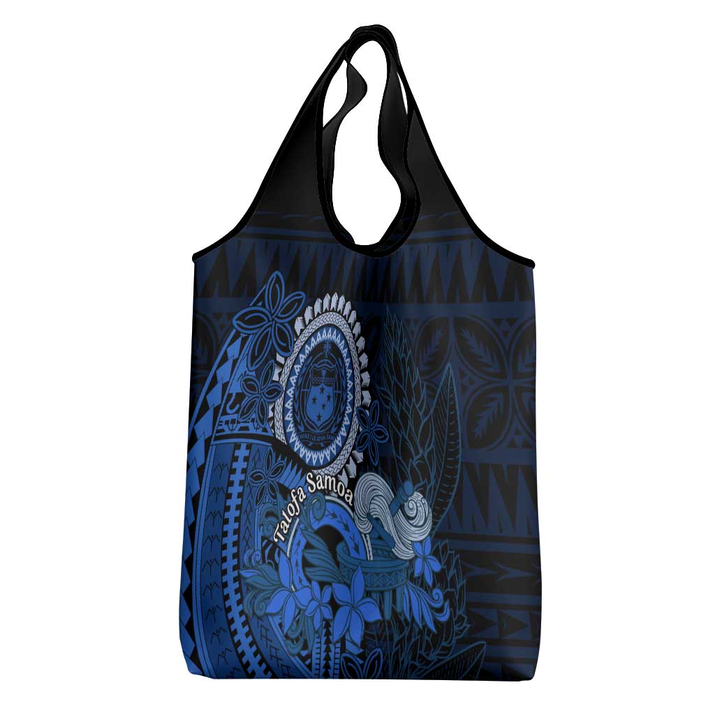 Talofa Samoa Grocery Bag Samoan Kava Bowl Siapo Pattern - Blue LT14 - Polynesian Pride
