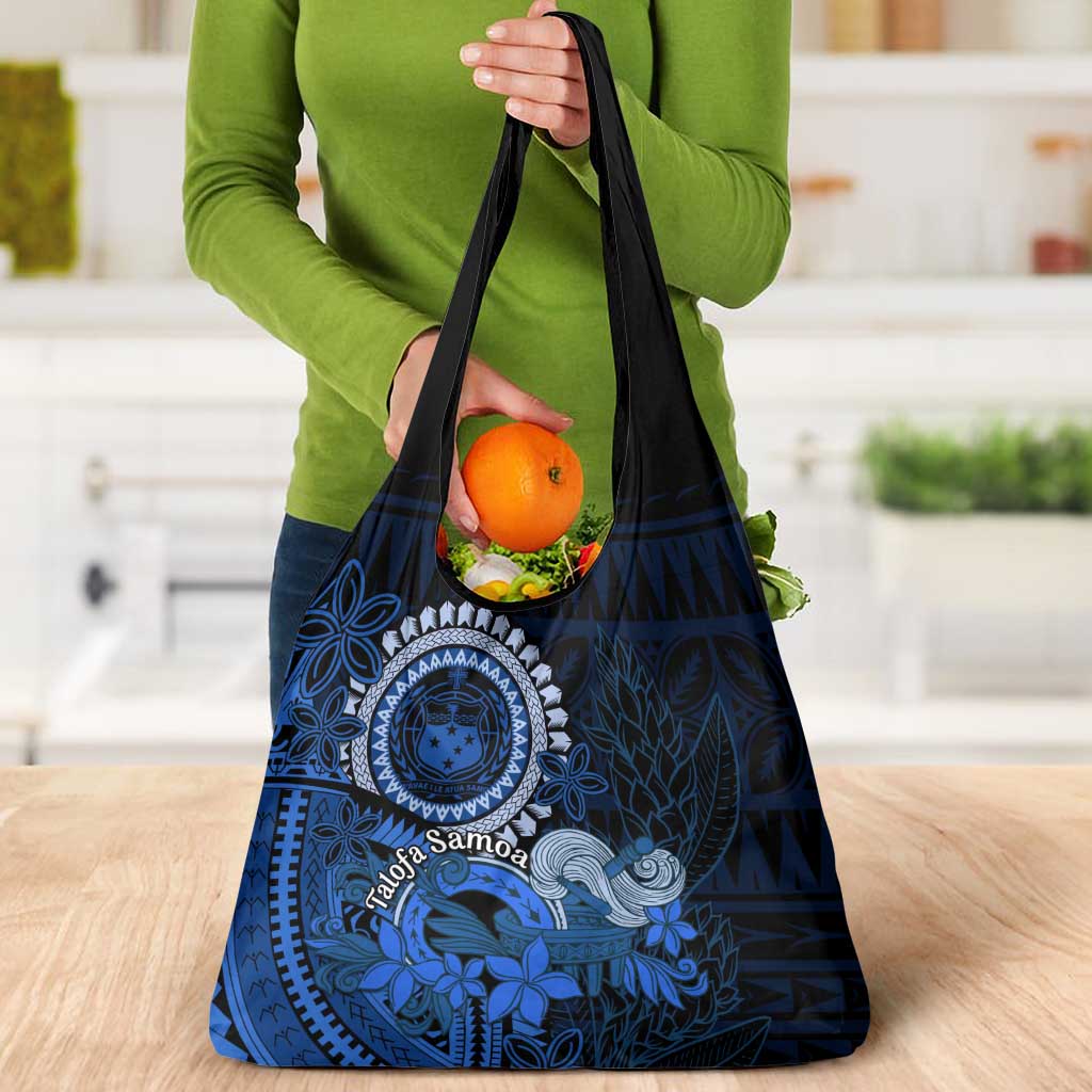 Talofa Samoa Grocery Bag Samoan Kava Bowl Siapo Pattern - Blue LT14 - Polynesian Pride