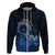 Talofa Samoa Hoodie Samoan Kava Bowl Siapo Pattern - Blue LT14 Zip Hoodie Blue - Polynesian Pride