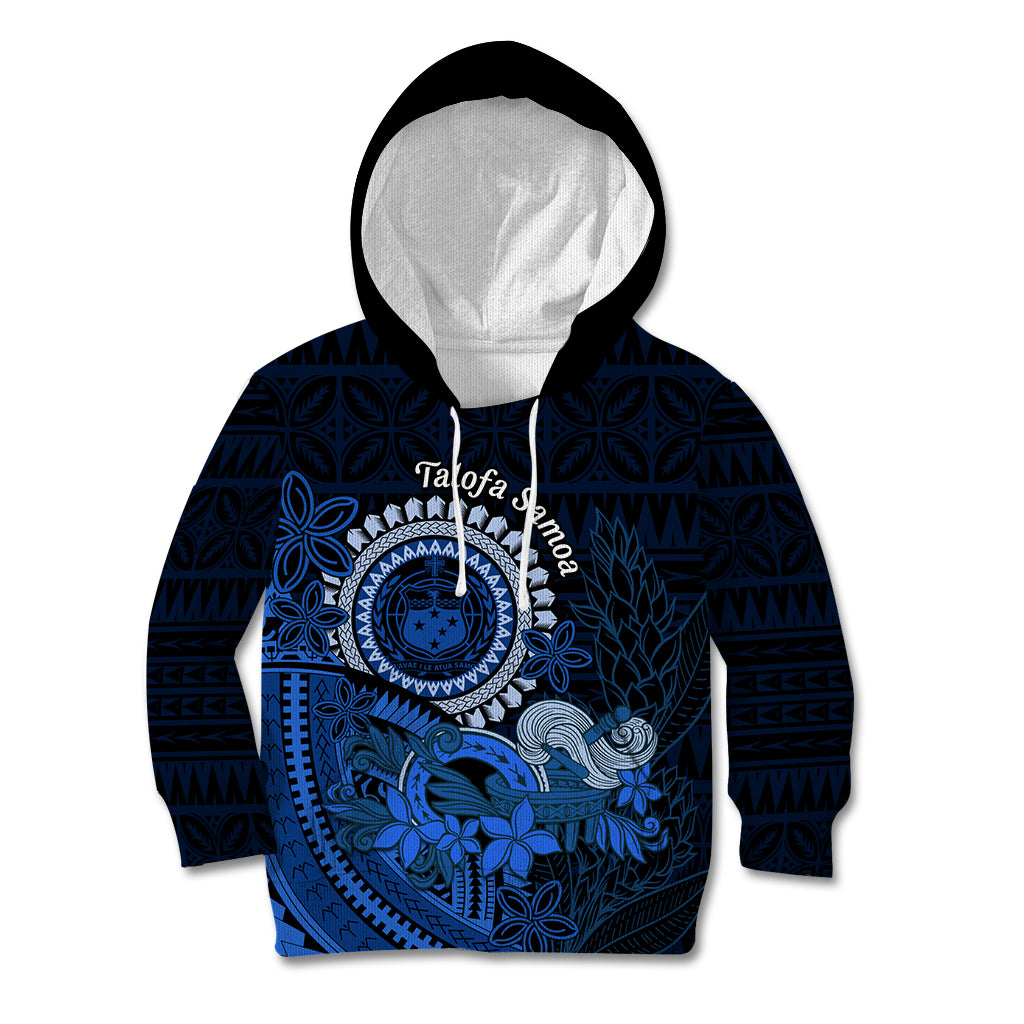 Talofa Samoa Kid Hoodie Samoan Kava Bowl Siapo Pattern - Blue LT14 Hoodie Blue - Polynesian Pride