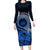 Talofa Samoa Long Sleeve Bodycon Dress Samoan Kava Bowl Siapo Pattern - Blue LT14 Long Dress Blue - Polynesian Pride