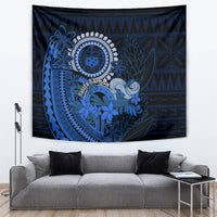 Talofa Samoa Tapestry Samoan Kava Bowl Siapo Pattern - Blue LT14 - Polynesian Pride