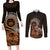 Talofa Samoa Couples Matching Long Sleeve Bodycon Dress and Long Sleeve Button Shirt Samoan Kava Bowl Siapo Pattern - Brown LT14 Brown - Polynesian Pride