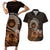 Talofa Samoa Couples Matching Short Sleeve Bodycon Dress and Hawaiian Shirt Samoan Kava Bowl Siapo Pattern - Brown LT14 Brown - Polynesian Pride