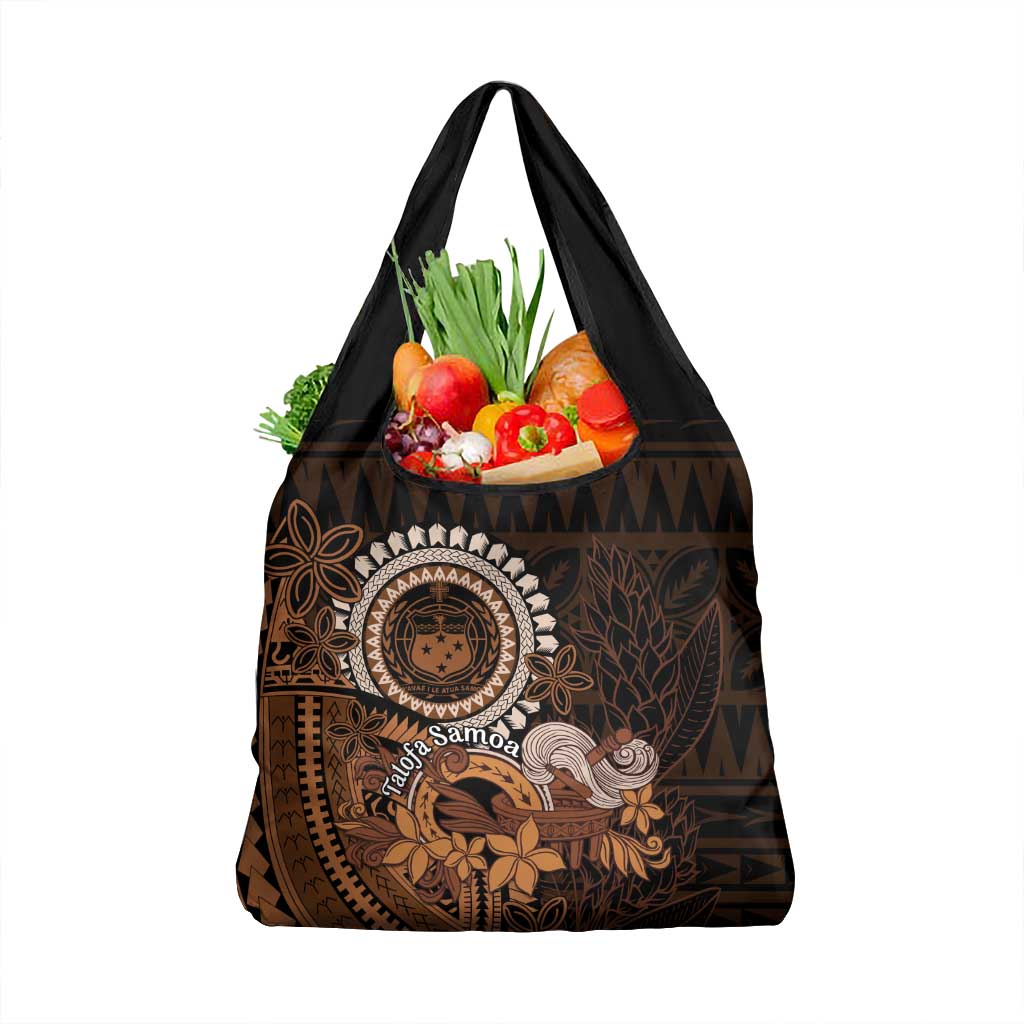 Talofa Samoa Grocery Bag Samoan Kava Bowl Siapo Pattern - Brown LT14 1-pack One Size Brown - Polynesian Pride