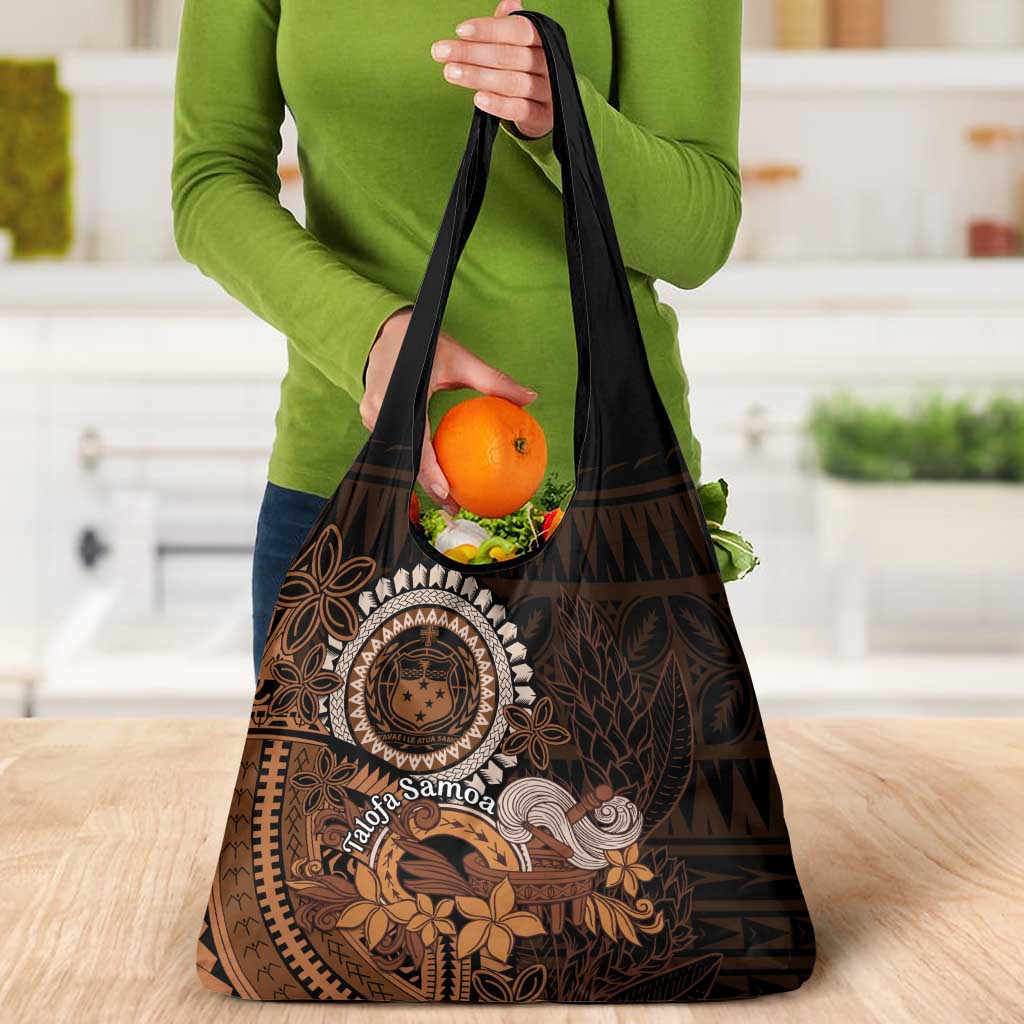 Talofa Samoa Grocery Bag Samoan Kava Bowl Siapo Pattern - Brown LT14 - Polynesian Pride