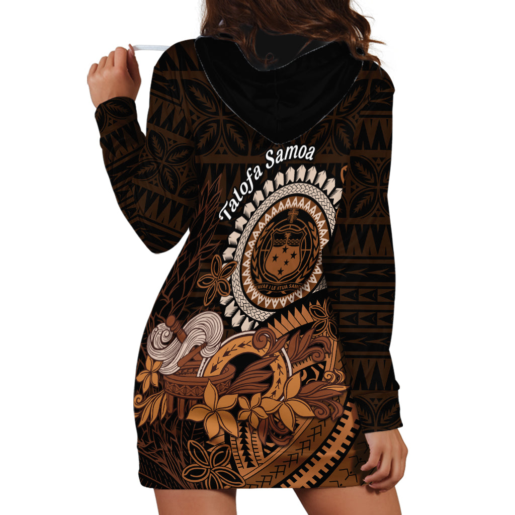 Talofa Samoa Hoodie Dress Samoan Kava Bowl Siapo Pattern - Brown LT14 - Polynesian Pride