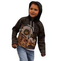 Talofa Samoa Kid Hoodie Samoan Kava Bowl Siapo Pattern - Brown LT14 - Polynesian Pride