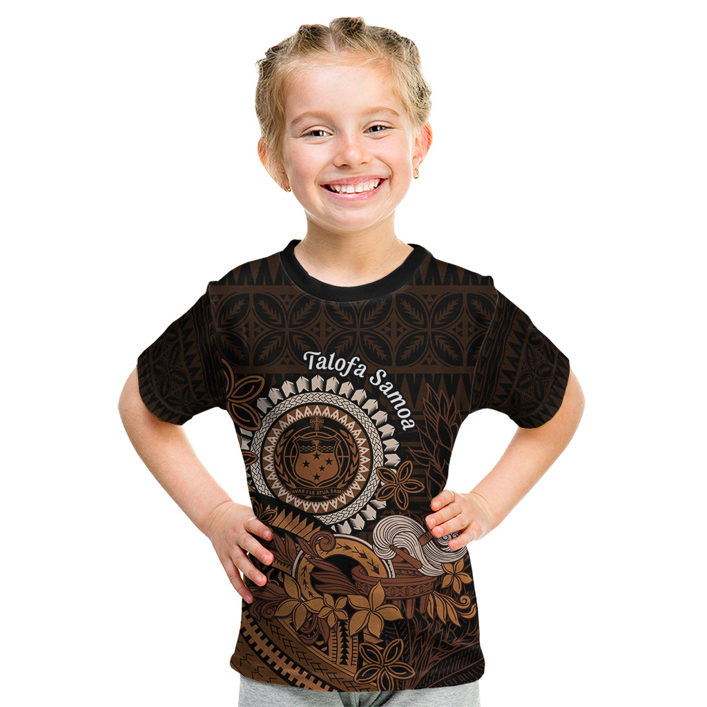 Talofa Samoa Kid T Shirt Samoan Kava Bowl Siapo Pattern - Brown LT14 Brown - Polynesian Pride