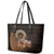 Talofa Samoa Leather Tote Bag Samoan Kava Bowl Siapo Pattern - Brown LT14 - Polynesian Pride