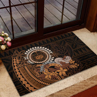 Talofa Samoa Rubber Doormat Samoan Kava Bowl Siapo Pattern - Brown LT14 - Polynesian Pride
