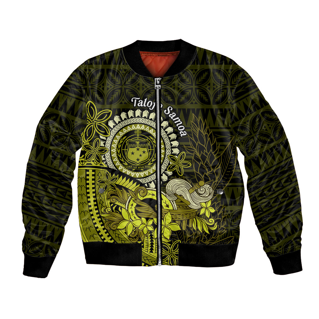 Lime Green Talofa Samoa Bomber Jacket Samoan Kava Bowl Siapo Pattern LT14 Unisex Lime Green - Polynesian Pride