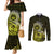 Lime Green Talofa Samoa Couples Matching Mermaid Dress and Long Sleeve Button Shirt Samoan Kava Bowl Siapo Pattern LT14 Lime Green - Polynesian Pride