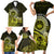 Lime Green Talofa Samoa Family Matching Short Sleeve Bodycon Dress and Hawaiian Shirt Samoan Kava Bowl Siapo Pattern LT14 - Polynesian Pride