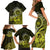 Lime Green Talofa Samoa Family Matching Short Sleeve Bodycon Dress and Hawaiian Shirt Samoan Kava Bowl Siapo Pattern LT14 - Polynesian Pride