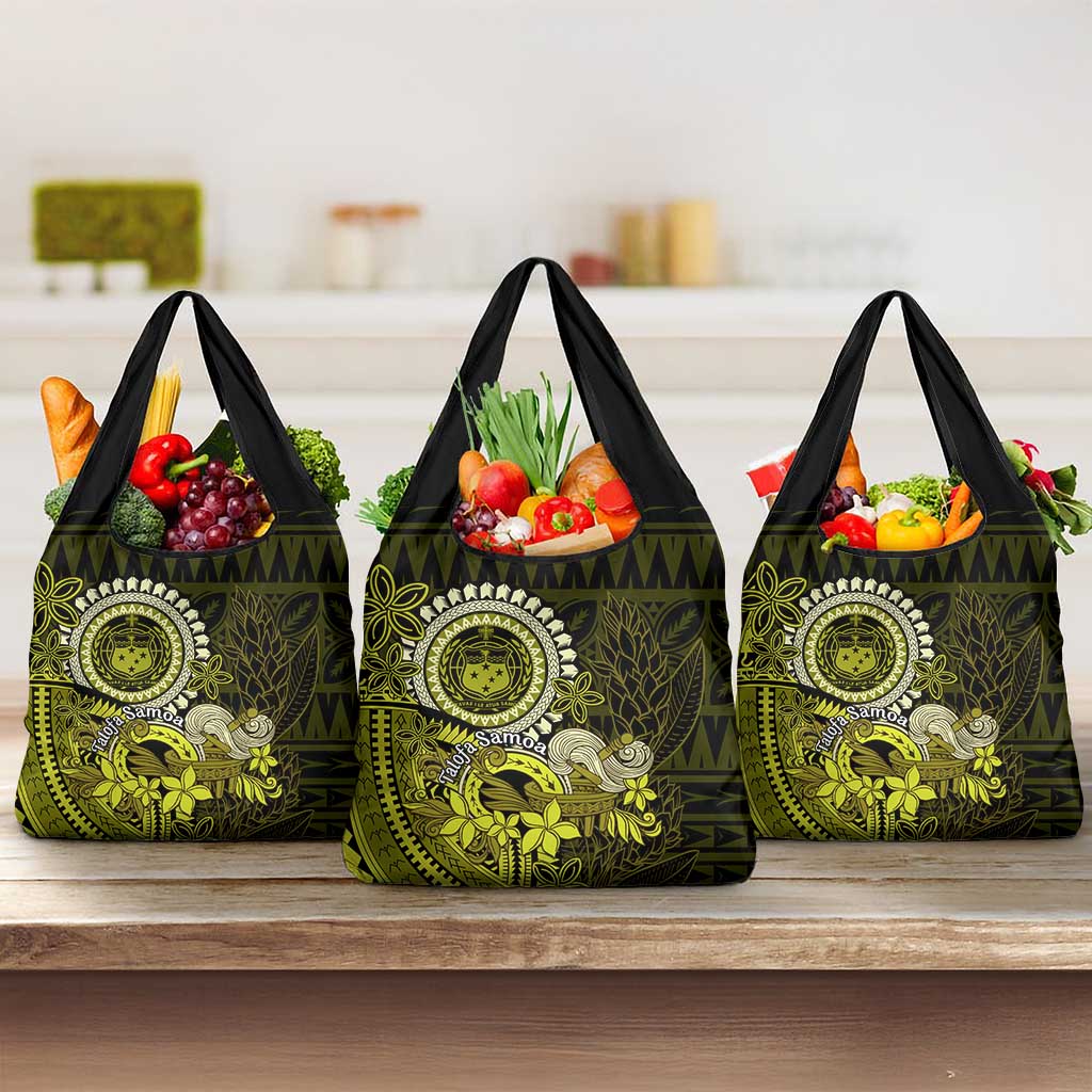 Lime Green Talofa Samoa Grocery Bag Samoan Kava Bowl Siapo Pattern LT14 3-pack One Size Lime Green - Polynesian Pride