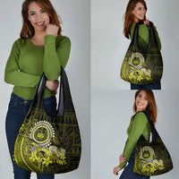 Lime Green Talofa Samoa Grocery Bag Samoan Kava Bowl Siapo Pattern LT14 - Polynesian Pride