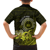 Lime Green Talofa Samoa Kid Hawaiian Shirt Samoan Kava Bowl Siapo Pattern LT14 - Polynesian Pride