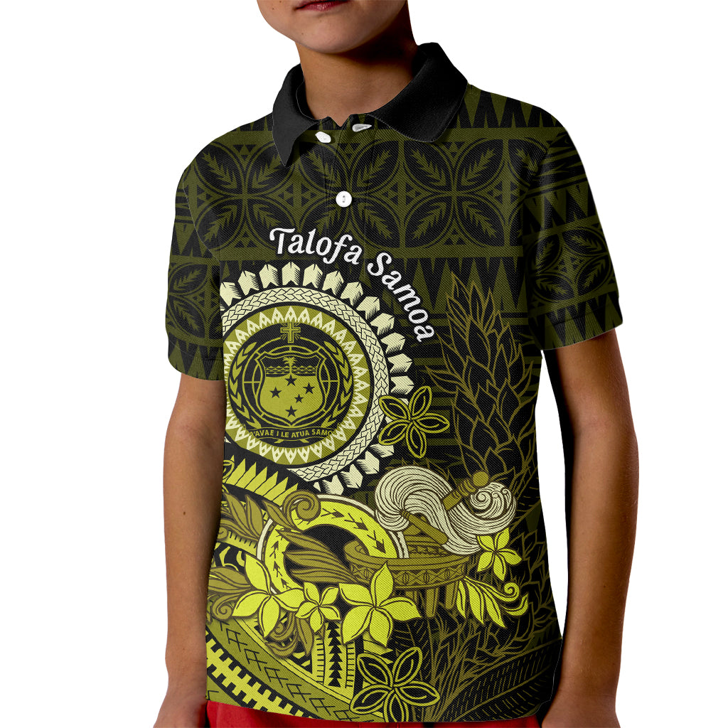 Lime Green Talofa Samoa Kid Polo Shirt Samoan Kava Bowl Siapo Pattern LT14 Kid Lime Green - Polynesian Pride